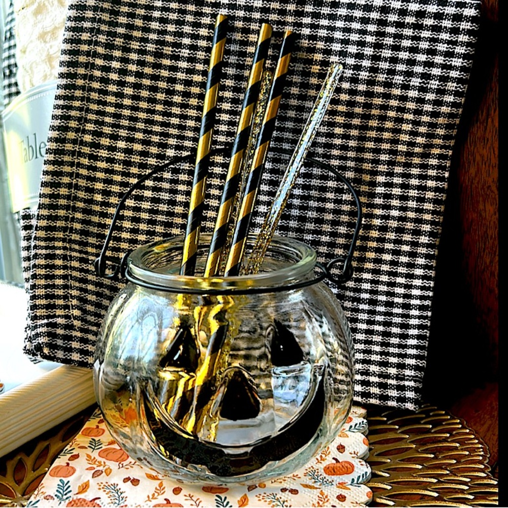 Pumpkin Glass Tea Holder Jack O Lantern NEW + EXTRAS Halloween Decor SALE